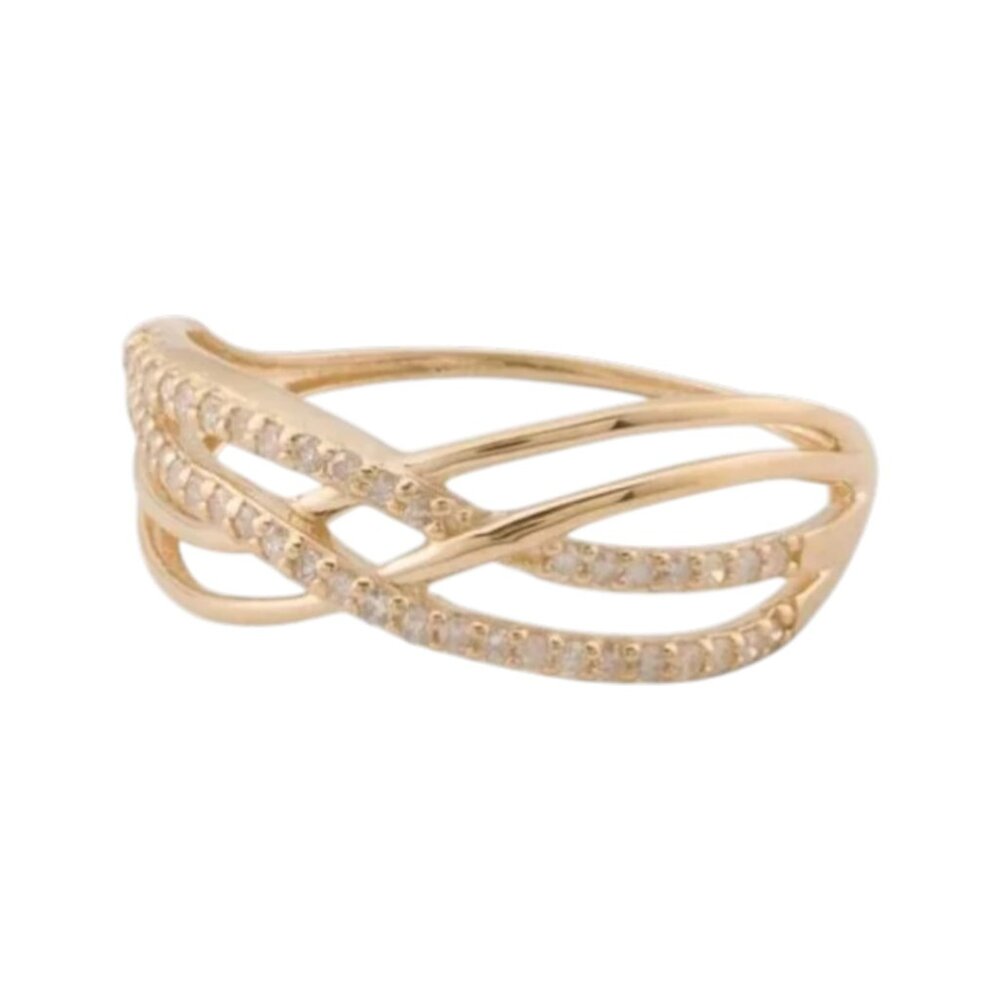 WHITE LOTUS 14kt Gold Diamond Crossover Ring